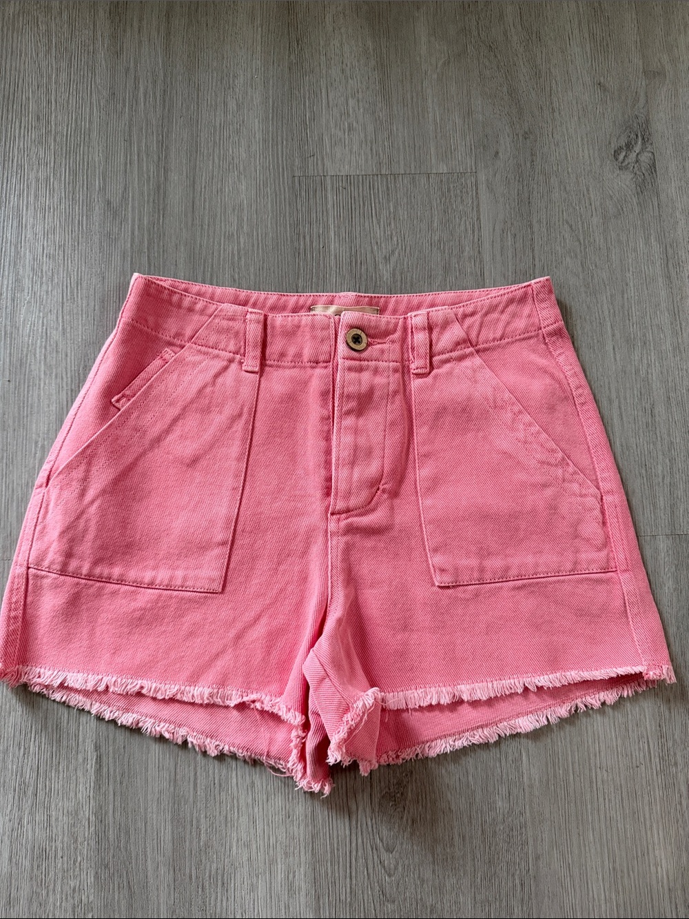 Chelsea & Violet Pink High-Waist Frayed Hem Shorts